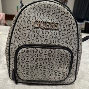 Guess Black and Gray Mini Backpack with Monogram Print